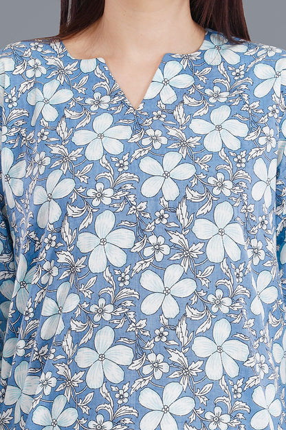 Loungeez Grey Floral Printed Kurti set