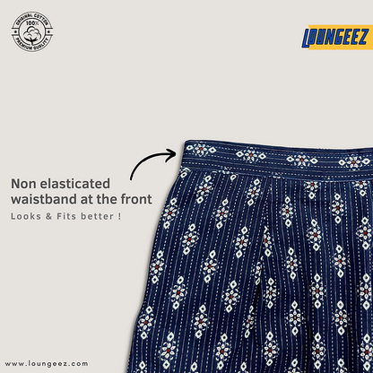Loungeez Navy Blue Floral Printed Cotton Pant