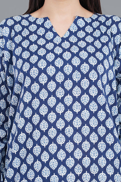 Loungeez Blue Printed Kurti Set