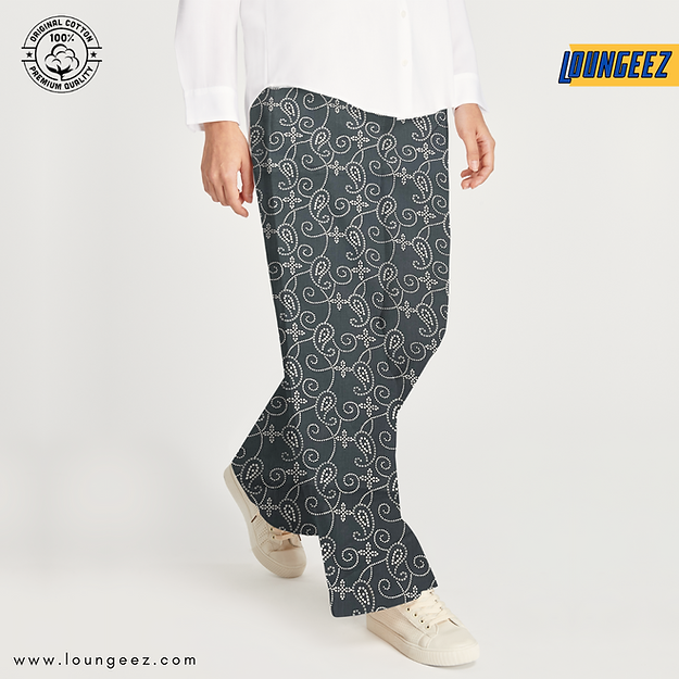 Grey/White Ethnic Printed Pants