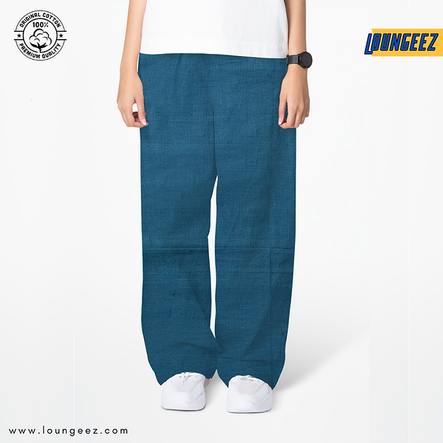 Blue Solid Pure Cotton Pant
