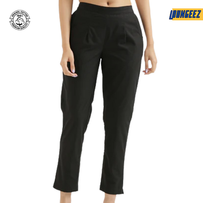 Black Cotton Straight Pant