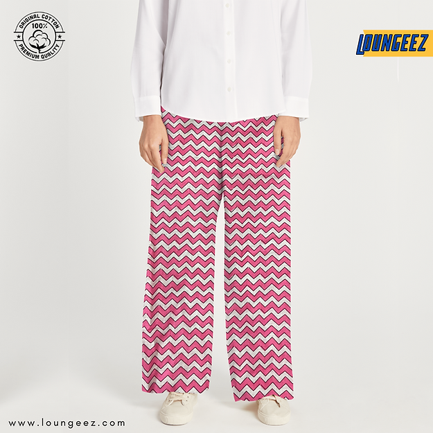 Pink/White Zig Zag Printed Pant