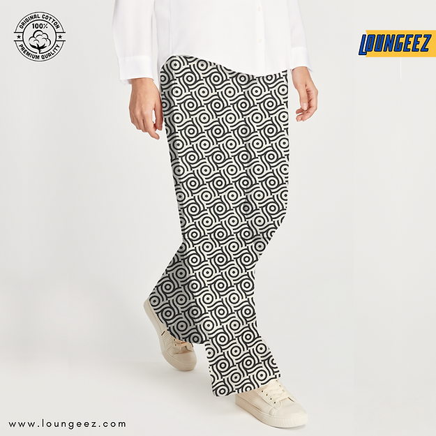 Loungeez White/Grey printed Pant