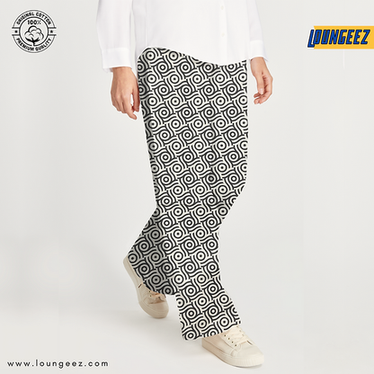 Loungeez White/Grey printed Pant