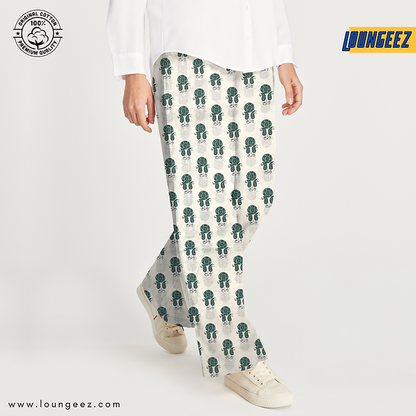 White/Green Printed Pants