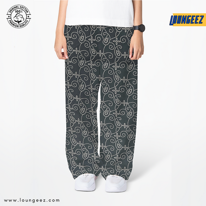 Grey/White Ethnic Printed Pants