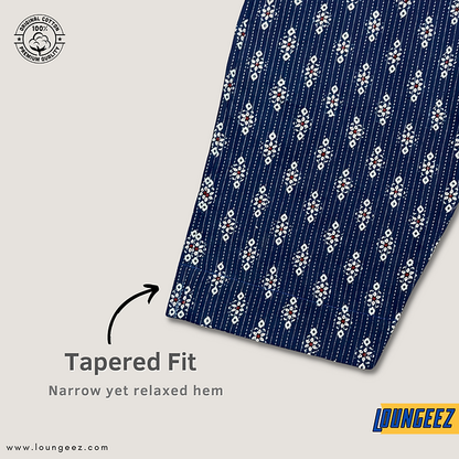 Loungeez Navy Blue Floral Printed Cotton Pant