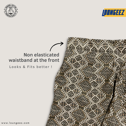 Loungeez Earthly Green/Brown Ethnic Printed Cotton Pant