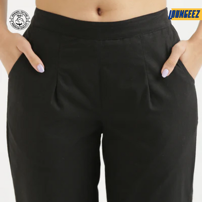 Black Cotton Straight Pant