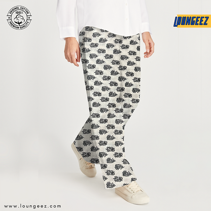 Loungeez White Motif printed Pant