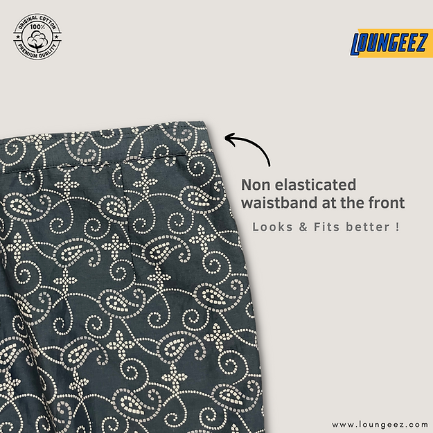 Loungeez Grey Chundari Printed Cotton Pant