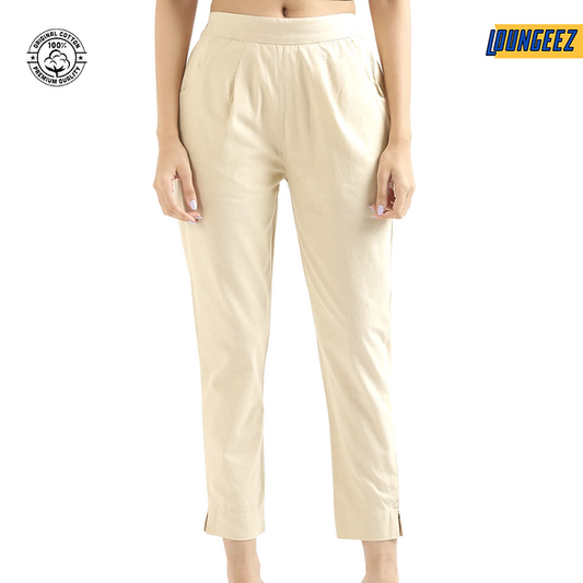 Off White Cotton Straight Pant