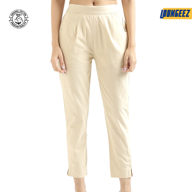 Off White Cotton Straight Pant