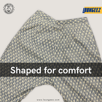 Loungeez Grey Ethnic Striped Printed Pant