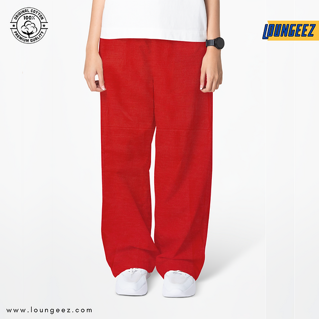 Red Pure Cotton Pant