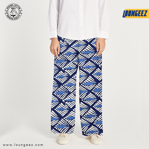 Blue/White Printed Pure Cotton Pant
