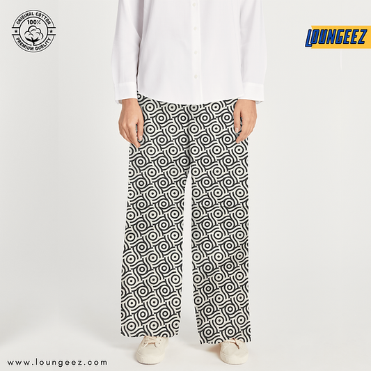 Loungeez White/Grey printed Pant