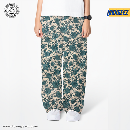Green/Beige Floral Printed Pants