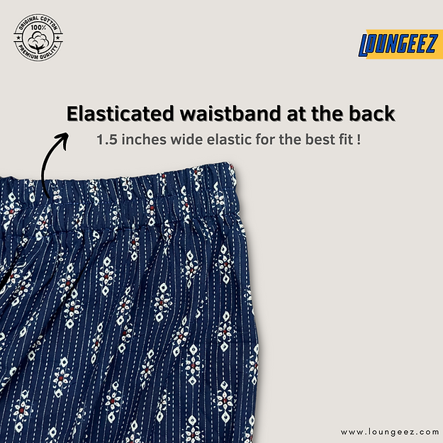 Loungeez Navy Blue Floral Printed Cotton Pant