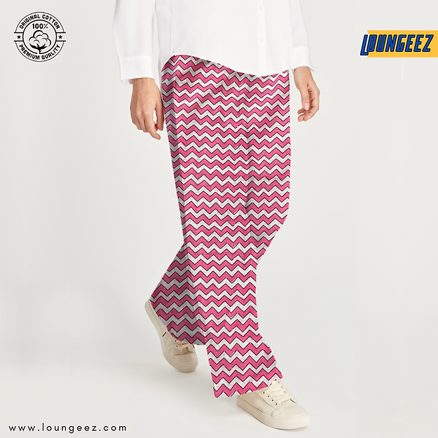 Pink/White Zig Zag Printed Pant