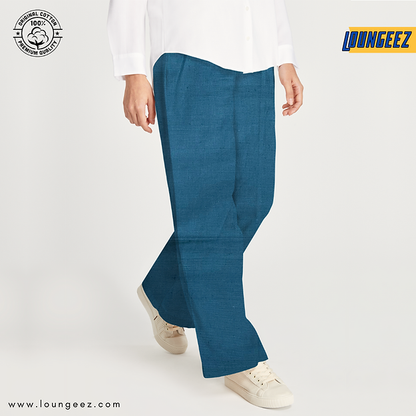 Blue Solid Pure Cotton Pant